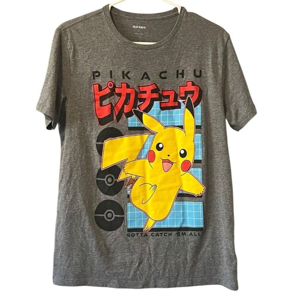Pokemon Pikachu T Shirt Men Size XL Cartoon Grey Anime Grunge Hip Hop